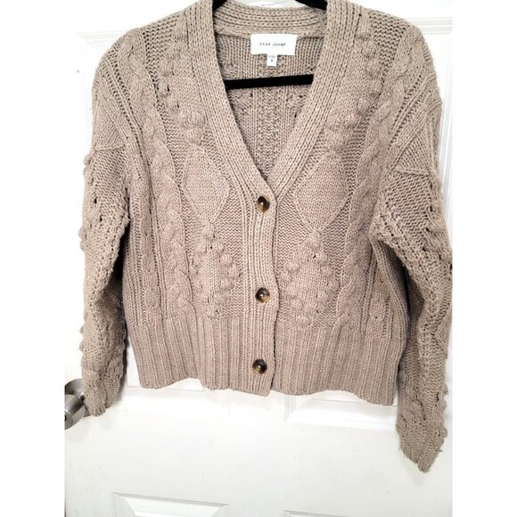 Dear John Sasha Women's Oatmeal Cable Knit Button Cardigan Sweater Size S - Picture 2 of 14